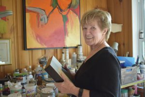 Artist Anne Barkley in her home and studio. (The Leader/Gibb photo)