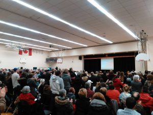 A standing ovation at the end of Morning Mullin's presentation to the Seaway ARC 2a meeting January 31st. (The Leader/Blancher photo)
