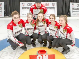 Pictured above at the Curling Canada U-18 Championship (front row): Emma Acres, Ava Acres, Liana Flanagan, Mya Sharpe, and Aila Thompson. Back row: Coach Phil Mainville. (Curling Canada/Robert Wilson photo).